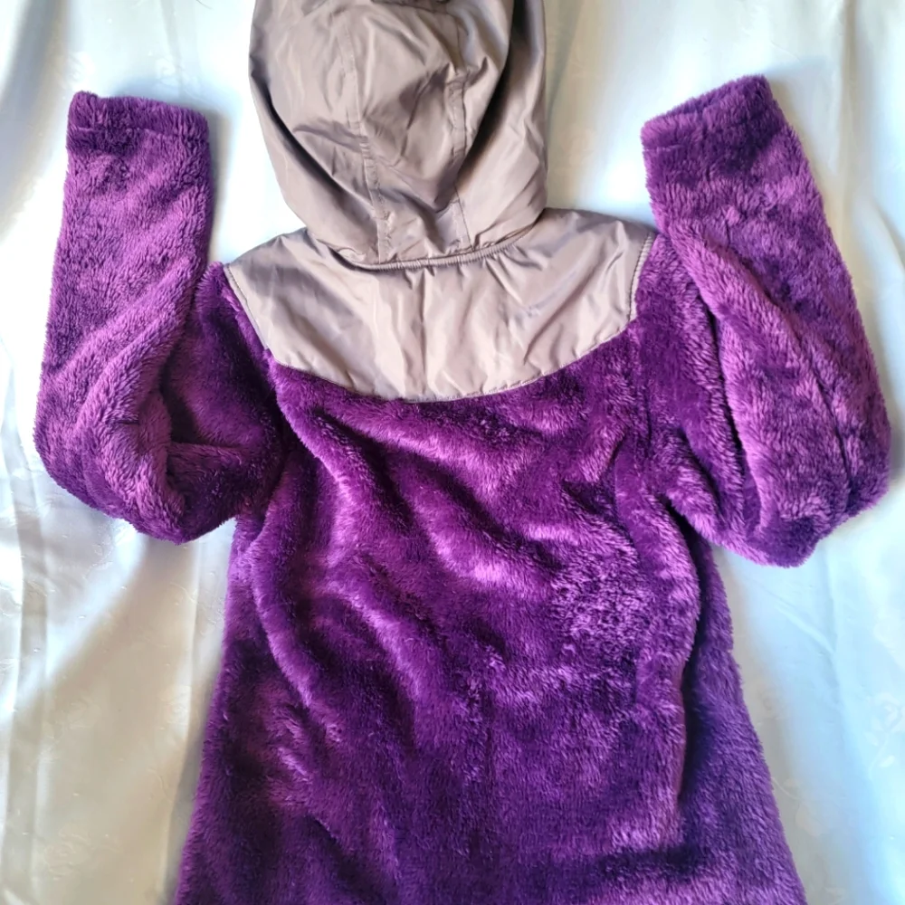 Snuggly Lands End purple fleece jacket kids sz 14 - Picture 2 of 11